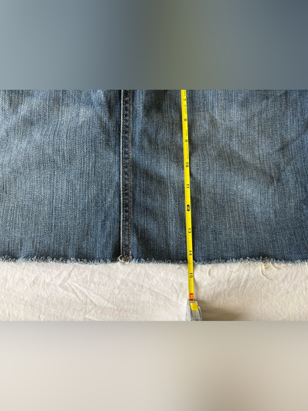 Old Navy Blue Denim Raw Hem Mini Skirt, Size 14 - Picture 8 of 8